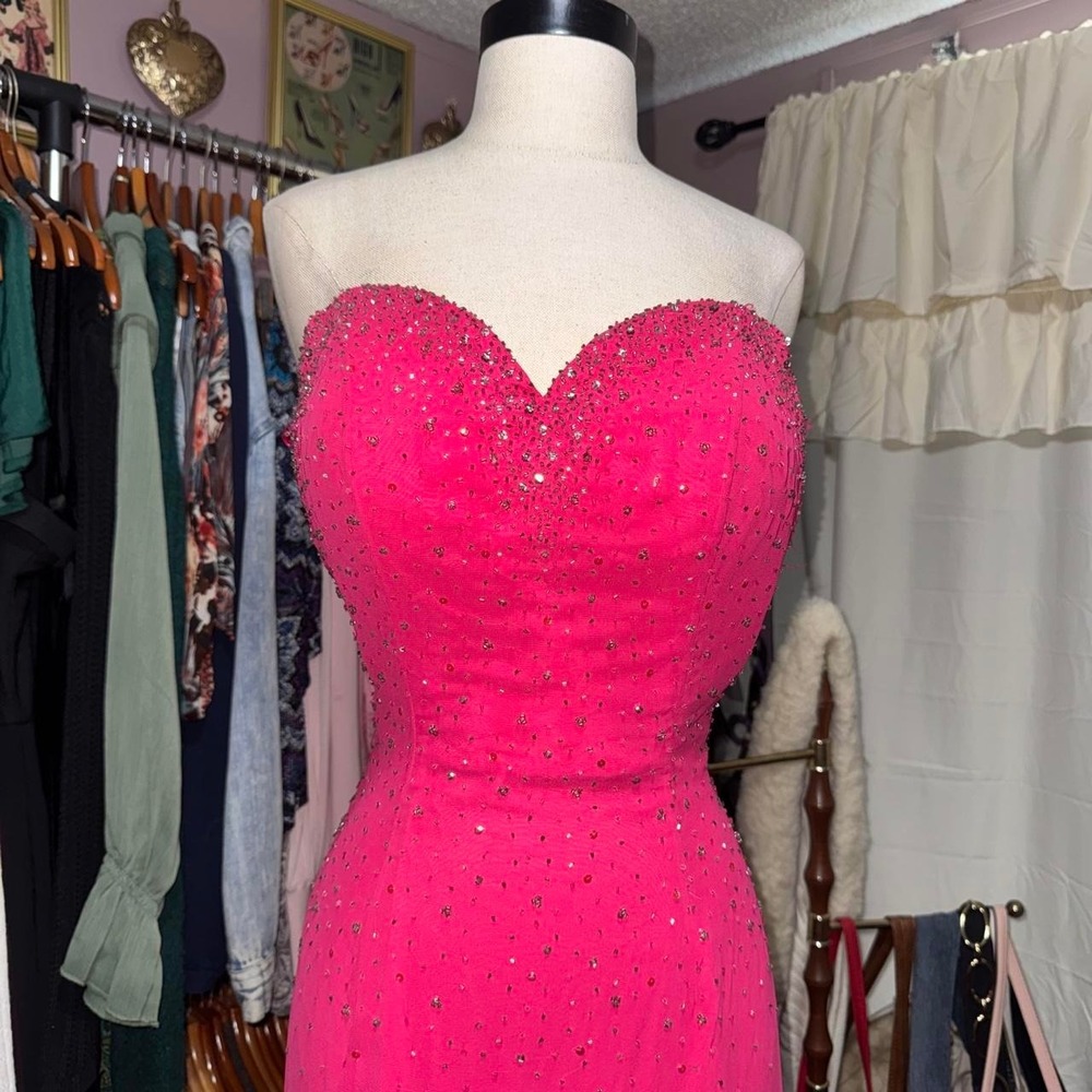 Y2K Hot Pink Beaded Formal Dress